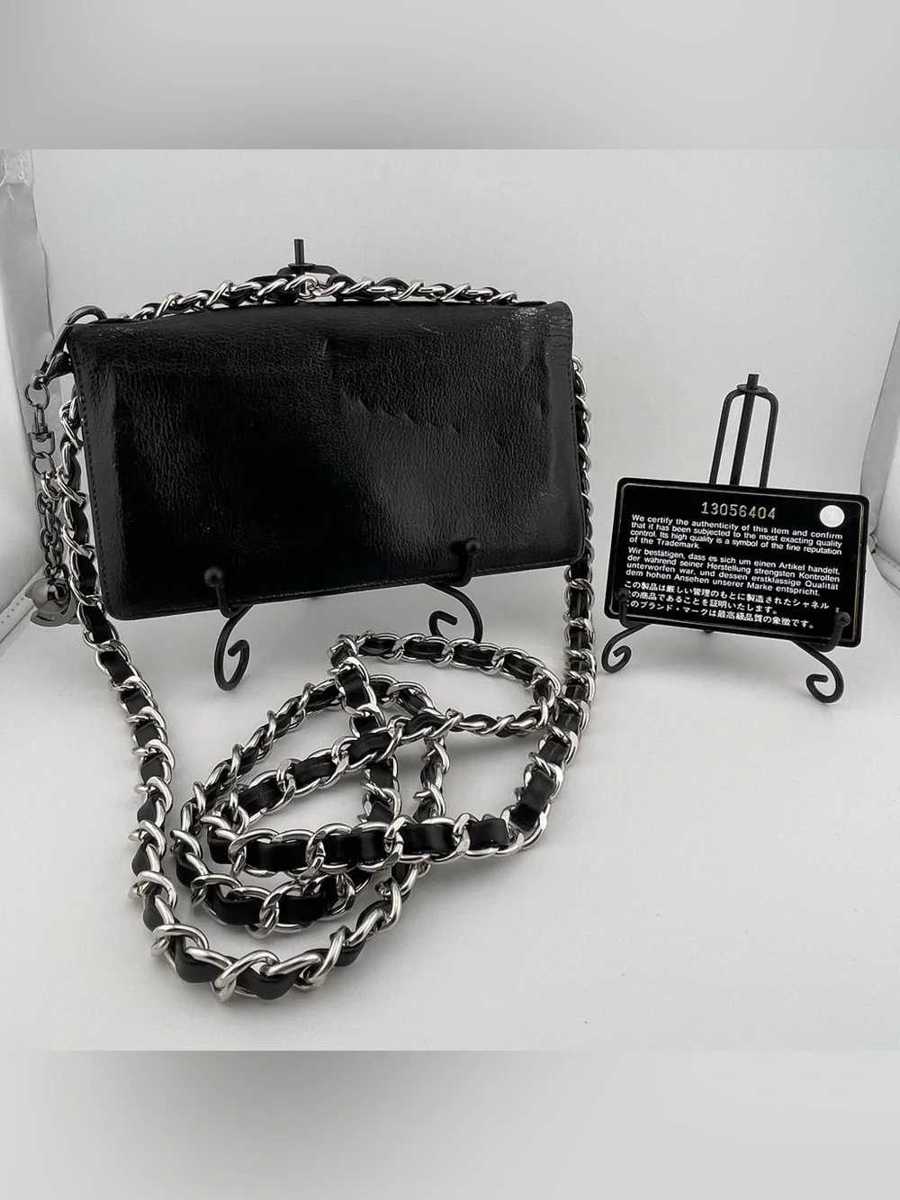 Vintage CHANEL Black Leather Wallet on Chain from 2009-2010. - Picture 2 of 16